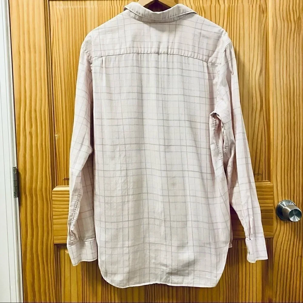 Banana Republic pink blue plaid fitted dress shirt